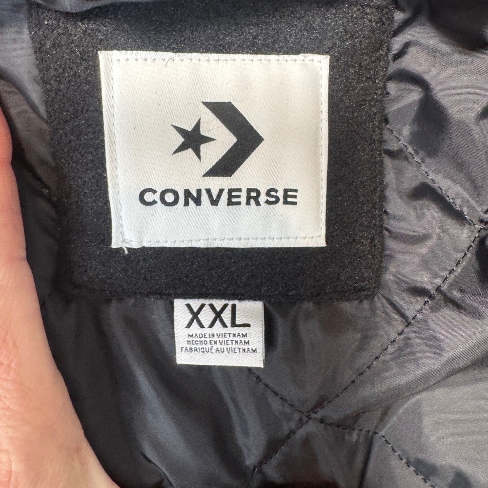 Converse Chuck Taylor Varsity Bomber Jacket Quilted Black Hooded Mens XXL NWT - Picture 4 of 11